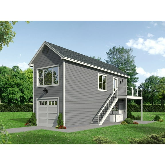 763-42: Garage apartment Traditional 0 Bed, 2 Bath Luxury Home Plan, 561 Sq Ft: Full Blueprints with License to Build by Home Plan Marketplace - Lesuto