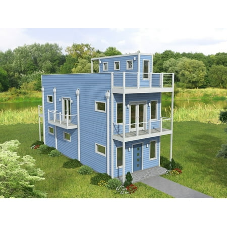 763-6006: Modern Contemporary 4 Bed, 3 Bath Luxury Home Plan, 1281 Sq Ft: Full Blueprints with License to Build by Home Plan Marketplace - Lesuto