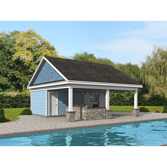 763-6242: Pool house Traditional 0 Bed, 0 Bath Luxury Home Plan, 0 Sq Ft: Full Blueprints with License to Build by Home Plan Marketplace - Lesuto
