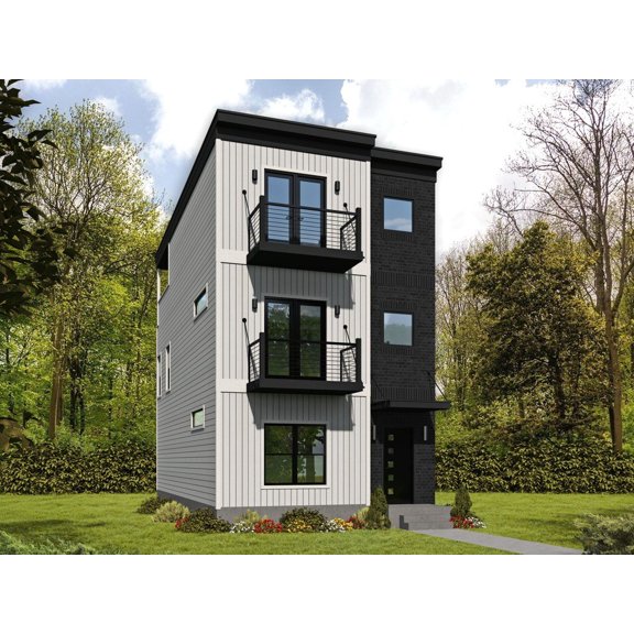 763-749: Modern Contemporary 3 Bed, 4 Bath Luxury Home Plan, 2030 Sq Ft: Full Blueprints with License to Build by Home Plan Marketplace - Lesuto