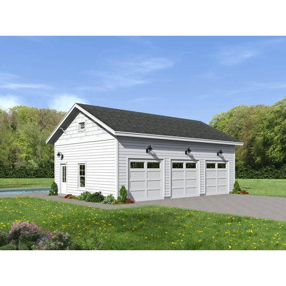 763-80: Pool house Traditional 0 Bed, 1 Bath Luxury Home Plan, 80 Sq Ft: Full Blueprints with License to Build by Home Plan Marketplace - Lesuto