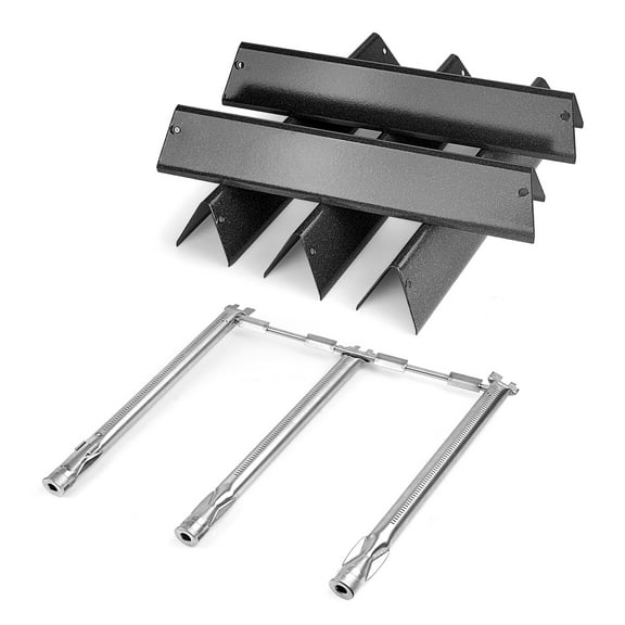 7636 Flavorizer Bars and 69787 Grill Burner for Weber Spirit and Spirit II 300 Series with Front Control, Spirit E310 E320 E330 S310 S320 S330, 15.3" Heat Plate & 18" Burner Grill Replacement Parts