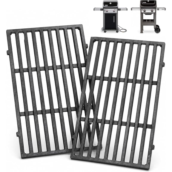 7637 Cast Iron Grill Grates for Spirit E210 E220 S210 S220 | Fits Spirit 200 grills, 2-pack cast iron grates for burgers, steaks and sear marks