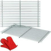 7639 Cooking Grates For Spirit/Genesis Series Grills 2 Pack Bundle With Deco Pair Of Red Heat Resistant Oven Mitt