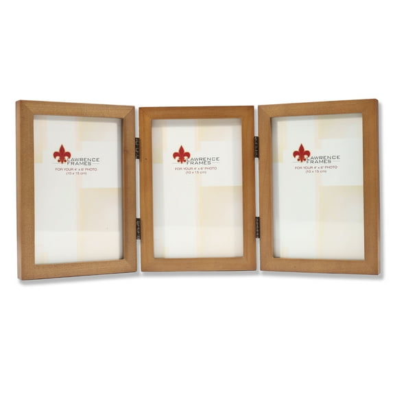 766046T Nutmeg Wood 4x6 Hinged Triple Picture Frame