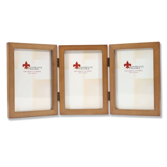 766046T Nutmeg Wood 4x6 Hinged Triple Picture Frame