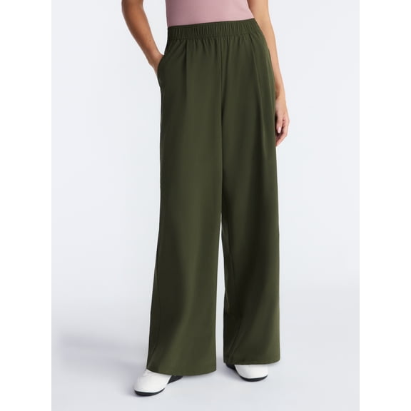 Avia Women's and Women's Plus FeatherStretch Woven Wide Leg Pants, 30'' Inseam, Sizes XS-4X