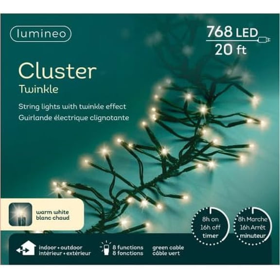 768 LED Warm White Christmas Cluster Lights Set, Green Wire 23 Ft$$Home Decor, Kitchen, & Other