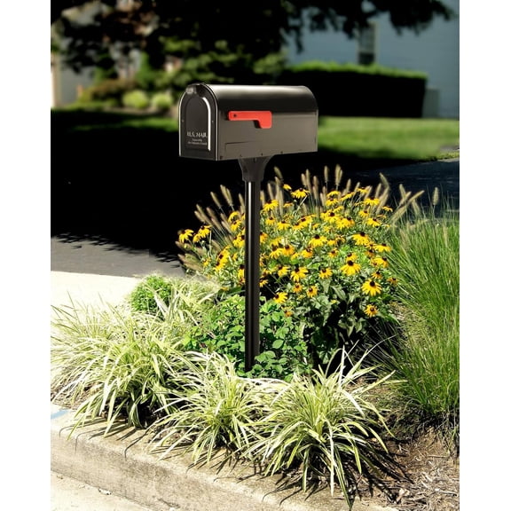 7680B-10 MB1 Mount Mailbox and In-Ground Post Kit, Medium, Black