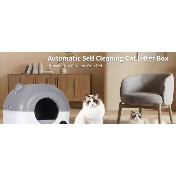 76L Smart Self-Cleaning Cat Litter Box with App Control, Automatic Covered Litter Tray for Multiple Cats – Quiet Odor Control, Safety Sensors, LED Night Light, Includes Trash Bags