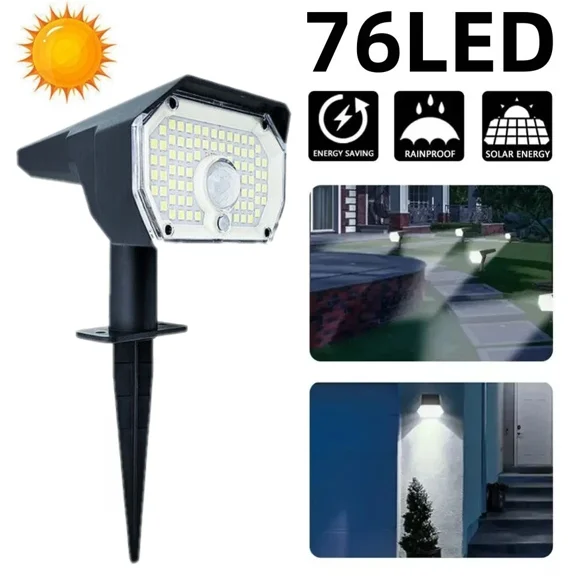 76Led Motion Solar Power Spotlights Garden Yard Lawn Led Landscape Pathway Lamp