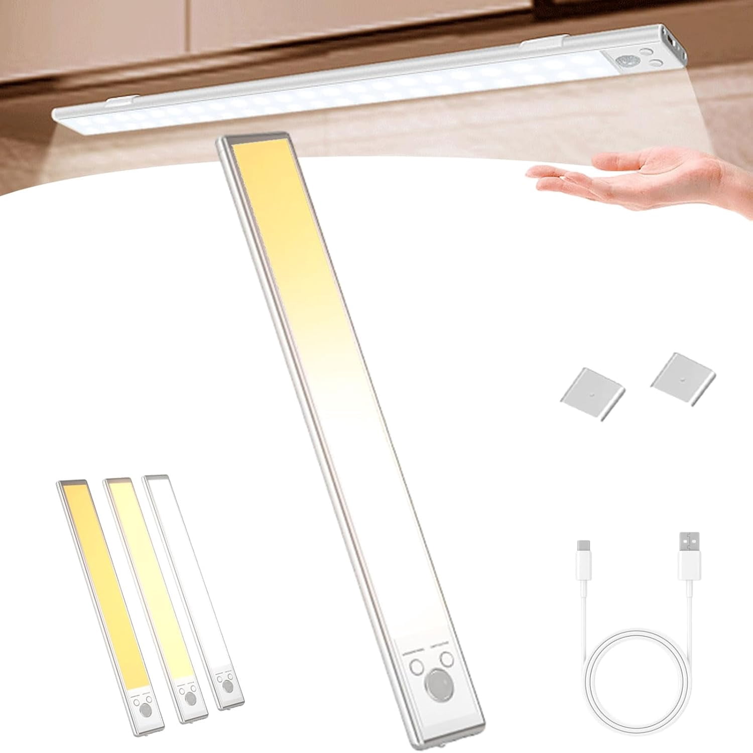 Mikikit 12-Pack LED Cabinet Lights With Motion Sensor – Dimmable Warm White Under Cabinet Lighting