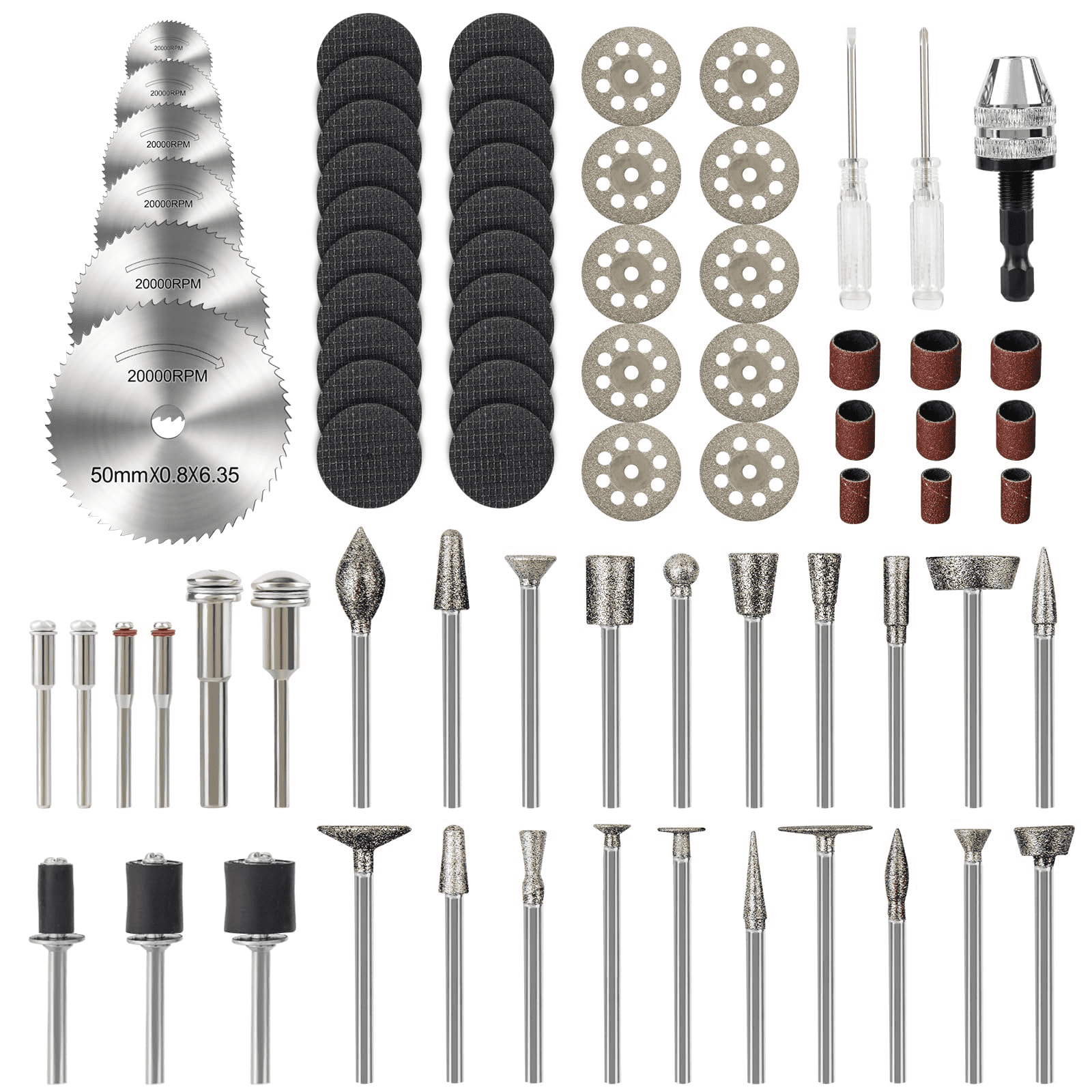 76PCS 1 8 Shank Power Rotary Tool Accessories Kit for Dremel Includes Rotary Cutting Wheels Tool Kit Diamond Burr Bits Set Walmart