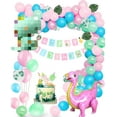 thumbnail image 1 of 76Pcs Pink Dinosaur Balloons Set, Girl Dinosaur Party Supplies,  Party Decorations with 3D Standing Dinosaur Balloons Happy Birthday Banner for Baby Shower, 1 of 7