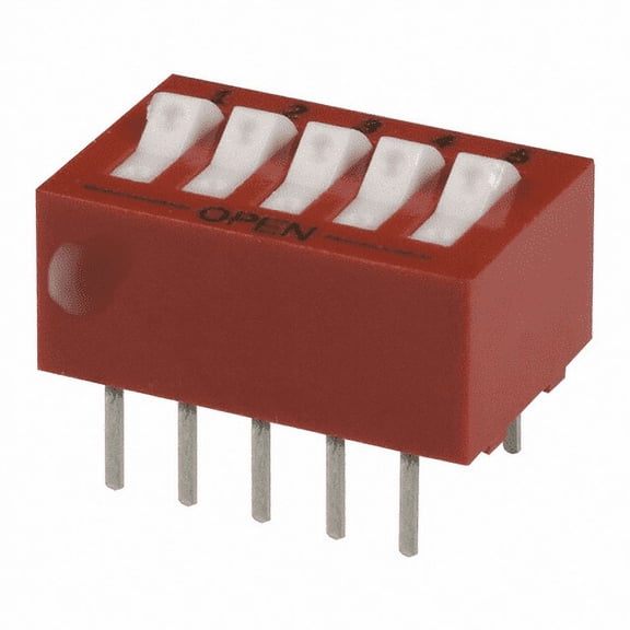 76SB05 Dip Switch SPST 5 Position Through Hole Rocker Actuator 150mA 30VDC