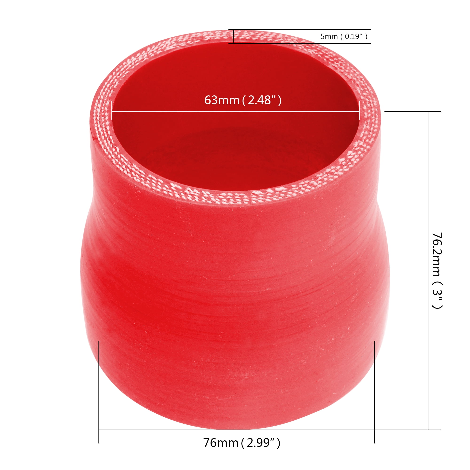 76mm to 63mm 3" to 2.5" Reducer Hose 3" Long 5mm Thick 4-Ply Coupler for Auto
