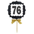 thumbnail image 1 of 76th Birthday / Anniversary Gold Ribbon Hand Crafted Novelty Cupcake Decoration Toppers / Picks -12ct, 1 of 1