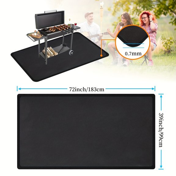 76x51 Inch Large Grill Mat - Fireproof Waterproof Oil-Proof BBQ Mat, Easy-to-Clean Under Grill Protector for Outdoor Deck/Patio/Lawn & Indoor Fireplace, Fire Pit & Smoker