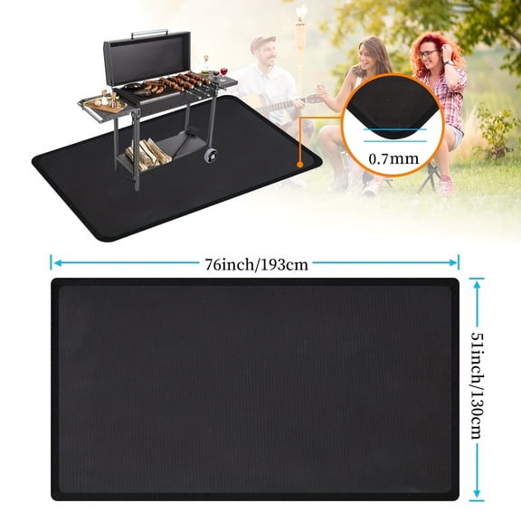 76x51 Inch Large Grill Mat - Fireproof Waterproof Oil-Proof BBQ Mat, Easy-to-Clean Under Grill Protector for Outdoor Deck/Patio/Lawn & Indoor Fireplace, Fire Pit & Smoker