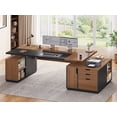 thumbnail image 1 of 77.1" Large Electric Standing Desk with 3 Drawers and Storage Cabinet, Height Adjustable Executive Desk for Home Office Desk, 1 of 7
