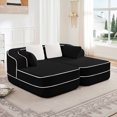 thumbnail image 1 of 77.2" Teddy Fabric 32D Boneless Sofa,Modular Sectional Sofa with Curved Armrest,Contrast Color Design with Pillow,Fluffy Comfy Couch with L Shaped Chaise,for Living Room,No Assembly Required,Black, 1 of 7