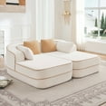 thumbnail image 1 of 77.2" Teddy Fabric No Assembly 32D High Density sponge Boneless Sofa,Fluffy Comfy Couch with double Chaises,Sleeper sofa,Contrast color design,Symmetrical aesthetics,for Living Room,White, 1 of 10