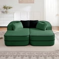 thumbnail image 1 of 77.2" Teddy Fabric No Assembly 32D High Density sponge Boneless Sofa,Fluffy Comfy Couch with double Chaises,Sleeper sofa,Contrast color design,Symmetrical aesthetics,for Living Room,Green, 1 of 14
