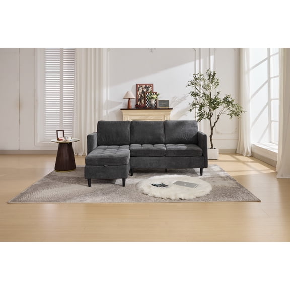 77.5'' W Modular L-Shaped Sofa With Storage Chaise And USB Charge