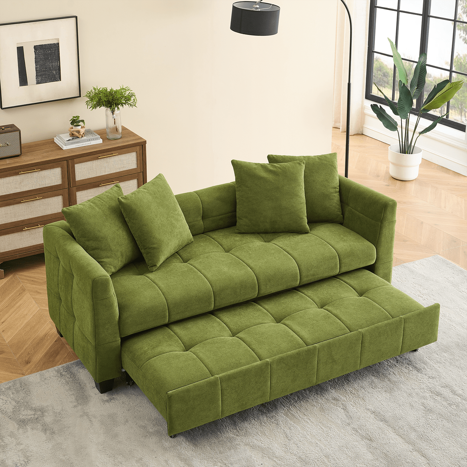 LeChapitre Comfy Living Room Coach, 3-Seater Fabric Sofa