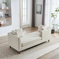 thumbnail image 1 of 77.95'' Chenille Chaise Lounge Indoor, Modern Double-Sided Upholstered Chaise Lounge Indoor with 4 Throw Pillows, Daybed with Rubberwood Legs For Living Room, Bedroom, Apartment, Beige, 1 of 8