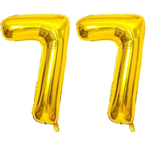 77 Balloons Number 40 Inch Gold Giant Jumbo Foil Mylar Numbers Balloon for Women Men 77th Years Old Anniversary Events Party Decorations Supplies