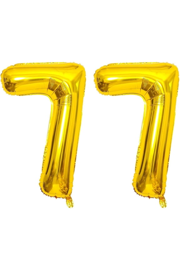 77 Balloons Number 40 Inch Gold Giant Jumbo Foil Mylar Numbers Balloon for Women Men 77th Years Old Anniversary Events Party Decorations Supplies