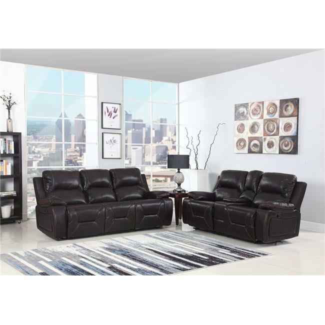 89" Modern Brown Faux Leather Sofa and Loveseat Set with Storage