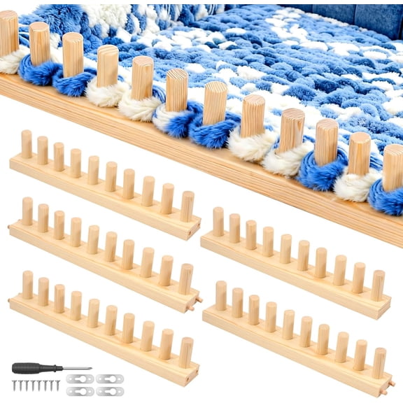 77" Chunky Blanket Loom, Adjustable Long Wood Knitting Loom for Hand Chunky Knit Blanket, Chunky Yarn Loom, Blanket Making kit for Beginners DIY Craft Enthusiasts, No Needles Required