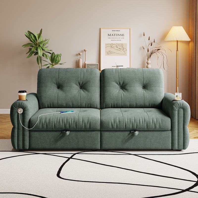 77" Convertible Sofa Bed – 2-in-1 Loveseat & Guest Bed, Chenille Fabric, 600lb Capacity