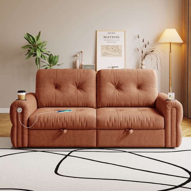 77" Convertible Sofa Bed – 2-in-1 Loveseat & Guest Bed, Chenille Fabric, 600lb Capacity