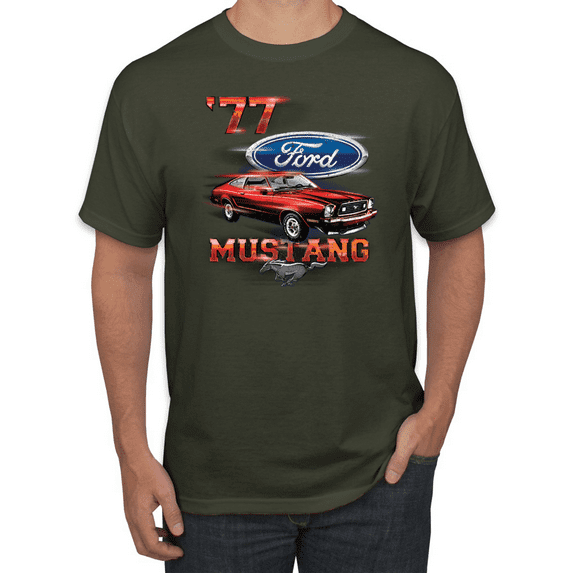 77 Ford Mustang Classic Red Hot Rod Classic Logo Cars and Trucks Graphic T-Shirt