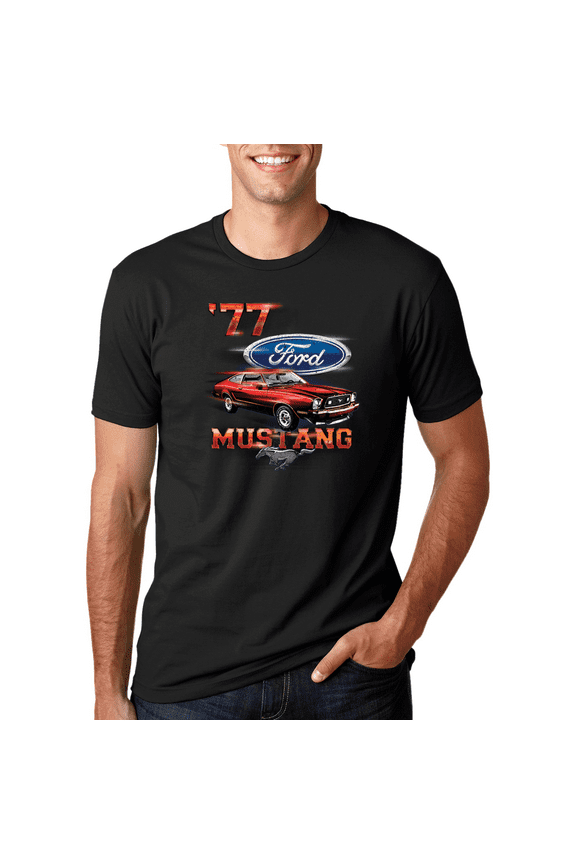 77 Ford Mustang Classic Red Hot Rod Classic Logo Cars and Trucks Graphic T-Shirt