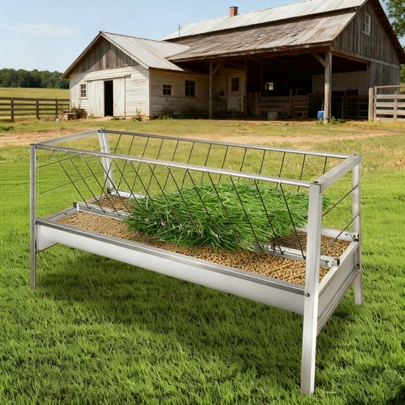 77 Gallon Goat Hay Feeder, Animal Pasture Feeder with Galvanized Steel Body, Livestock Feeder for Outdoor Use, Horses, Deer, Calves