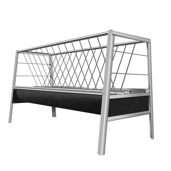 77 Gallon Goat Hay Feeder, Stainless Steel&Rubber Animal Pasture Feeder, 2-in-1 Livestock Feeder, Feed Basin for Sheep, Calves, Cows, Goats