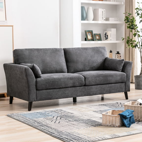 77" Gray Sofa | 19.75" Seat Height & Pocket Coils | Family Room