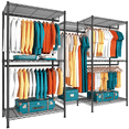 thumbnail image 1 of 74.5" W Clothes  Rack Heavy Duty Garment Rack Closet Organizer with 8 Shelves & 5 Hanger Rods,Black, 1 of 10