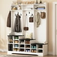 77" Hall Tree with Shoe Storage, Entryway Bench with Coat Rack, 16 Shoe