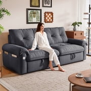 77-Inch 2-in-1 Convertible Sofa Bed - Cloud-Like Fabric Sleeper Sofa for Living Room, Bedroom & Apartment,Grey