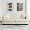 thumbnail image 1 of 77 Inch Chesterfield Sofa, Velvet 3-Seater Couch, Upholstered Sofa with Deep-Button Tufting and 2 Pillows for Living Room, Bedroom, Apartment, Office, Salon, Lounge, Classic Design, Beige, 1 of 7