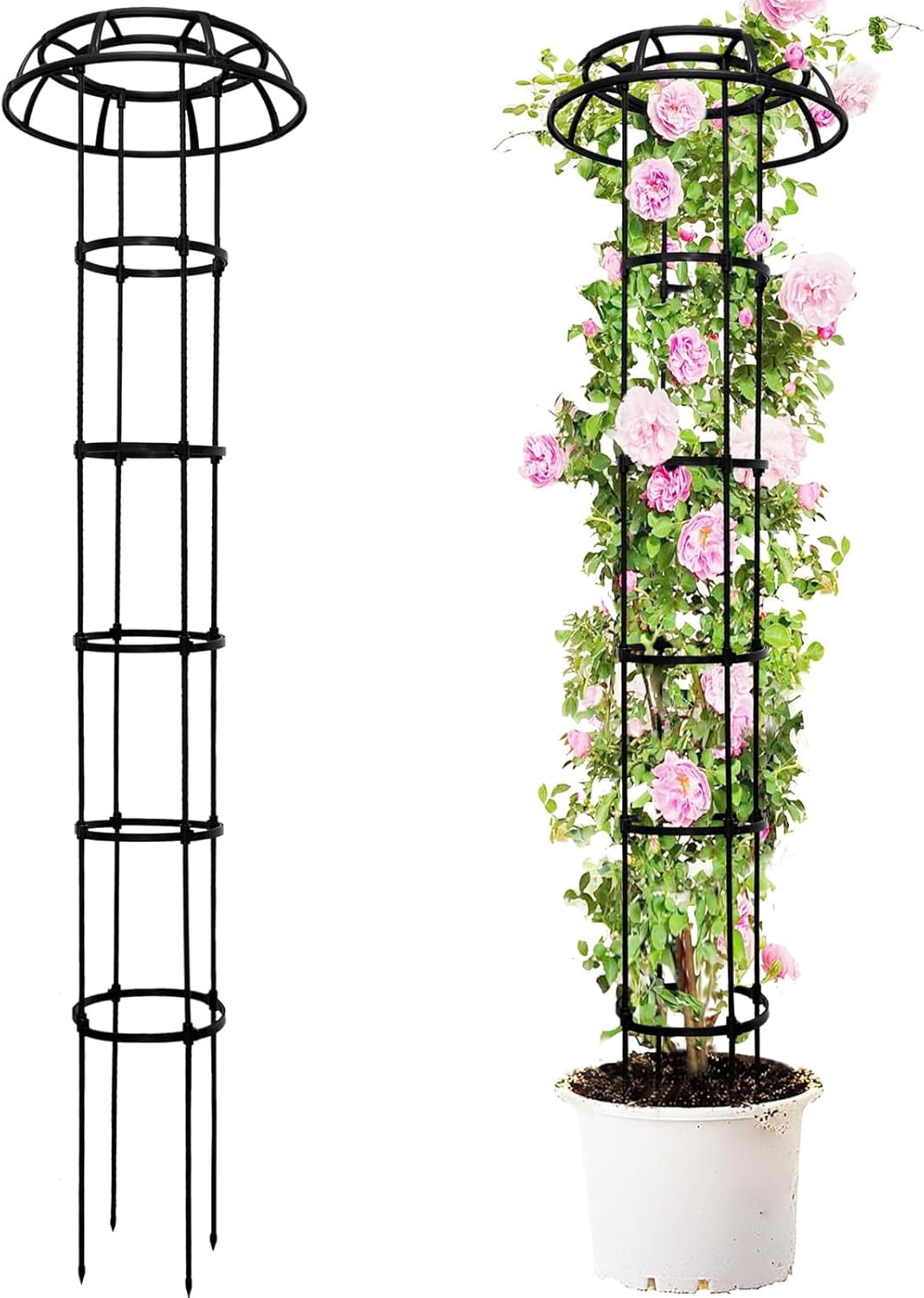 77-Inch Garden Trellis for Climbing Plants,Heavy-Duty Metal Obelisk with Mushroom Top,Stable Support for Potted Clematis,Tomato,Cucumber,Rose,Pea & Vine