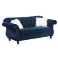 thumbnail image 1 of 77 Inches Nailhead Trim Velvet Loveseat with Crystal Tufting, Blue- Saltoro Sherpi, 1 of 5