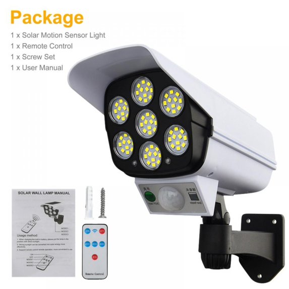 77 LED Solar Security Light PIR Motion Sensor Wall Lamp Outdoor Fake Camera