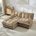 thumbnail image 1 of 77'' Modular Sectional Sofa, Chenille Loveseat with Ottoman, Modern L Shaped Couch, Comfy Chaise Lounge, Tufted Back Couches, Pillow Arms, for Small Spaces, Living Room, Camel, 1 of 11