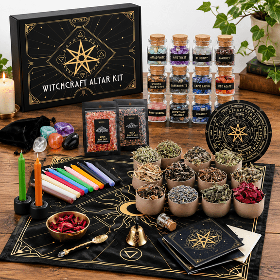 77-Piece Witchcraft Altar Spell Kit for Spiritual Rituals and Decor